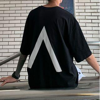 Reactive Print Elbow-sleeve Oversize Tee