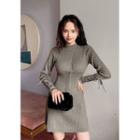 Lace-up Cable-knit Minidress