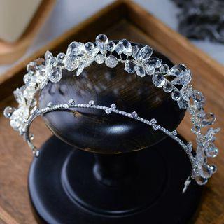 Layered Rhinestone Headband Silver - One Size