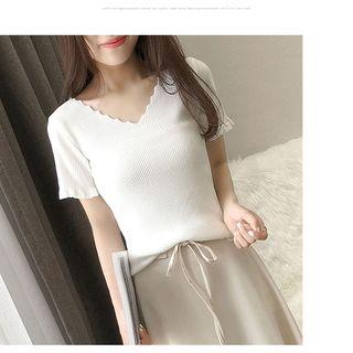 Cross Strap Short Sleeve Knit Top
