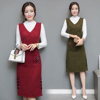 Set : Long-sleeve T-shirt + Sleeveless Knit Dress