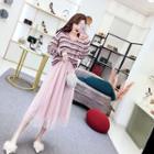 Striped Sweater / Midi Skirt / Set