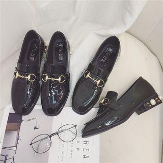 Embellished Heel Patent Loafers
