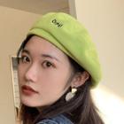 Embroidered Lettering Beret Hat As Shown In Figure - One Size