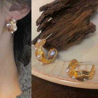 Faux Pearl Drop Earring 1 Pair - 1521a - Gold - One Size