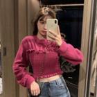 Shirred Cropped Sweatshirt