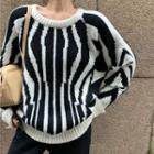 Zebra Print Cut-out Sweater Black & White - One Size
