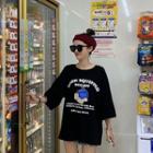 3/4-sleeve Biscuit Print T-shirt