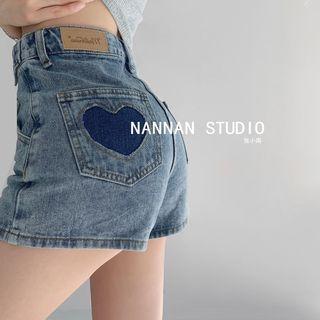 Heart-patch Denim Shorts