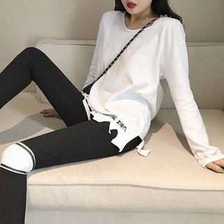 Long-sleeve T-shirt / Color Block Leggings