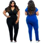 V-neck Short Sleeve Jumpsuit