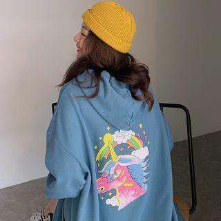 Print Hooded Loose-fit Jacket