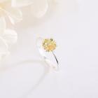 925 Sterling Silver Cz Flower Open Ring Rs538 - Silver & Gold - One Size