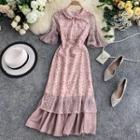 Elbow-sleeve Traditional Chinese Lace Dress