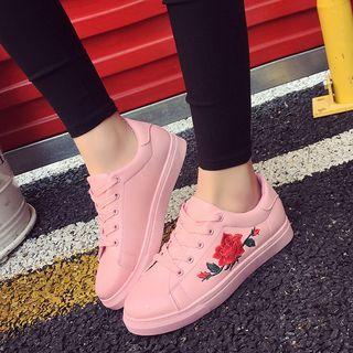 Embroidered Lace-up Sneakers