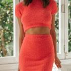Short-sleeve Furry Mini Knit Dress
