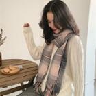 Plaid Scarf Gradient - Pink & Gray - One Size