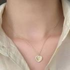 Heart Cat Eye Stone Pendant Necklace Gold - One Size