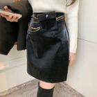 A-line Miniskirt With Chain Belt Bag