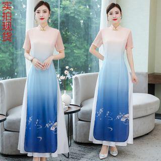Short-sleeve Traditional Chinese Maxi A-line Dress