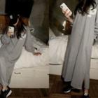 Letter Patch Hoodie Long Dress