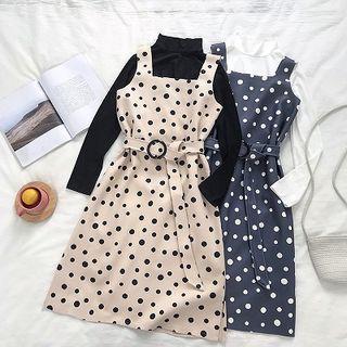 Sleeveless Polka Dot Midi A-line Dress