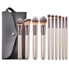 Set Of 10: Makeup Brush With Case Set Of 10 - T-10141 - As Shown In Figure - One Size