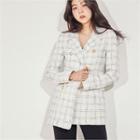 Double-breasted Plaid Tweed Blazer