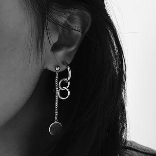 Hoop Asymmetrical Alloy Dangle Earring 1 Pair - Asymmetrical - Silver - One Size