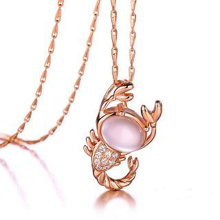 Plated Rose Gold Twelve Horoscope Scorpio Pendant With White Cubic Zircon And Necklace