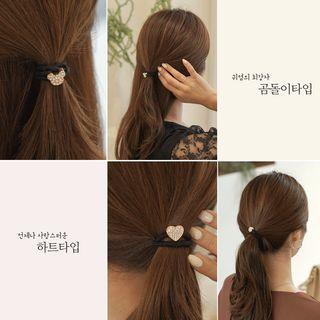 Set Of 5: Heart / Bear Rhinestone Hair Tie