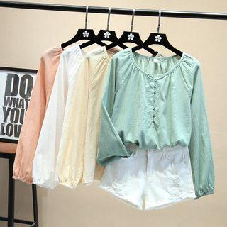 Collarless Plain Blouse