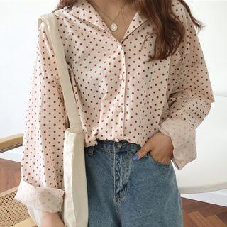 Dotted Pocket Detail Blouse