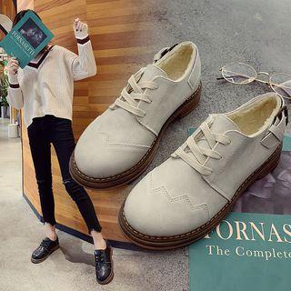 Fleece-lined Faux Leather Oxfords