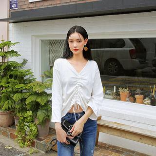 Drawstring-front Relaxed-fit Top