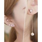 Rhinestone Faux-pearl Asymmetric Earrings