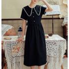 Short-sleeve Sailor Collar Tie-waist Dress