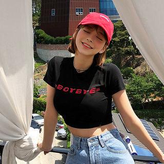 Crewneck Lettering Crop T-shirt