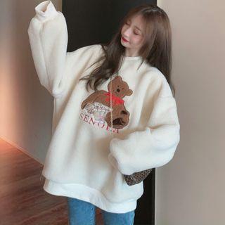 Bear Applique Fleece Sweatshirt