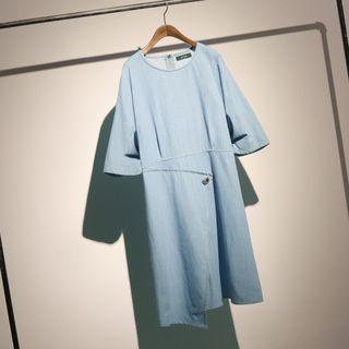 Long-sleeve Midi Denim Asymmetric Dress