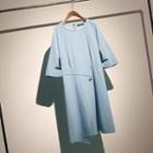 Long-sleeve Midi Denim Asymmetric Dress