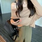 Plain Long-sleeve T-shirt / Cropped Dress Pants