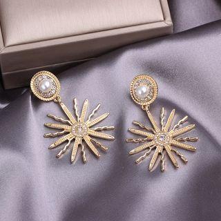 Rhinestone Sun Drop Earring 1 Pair - A216 - As Shown In Figure - One Size