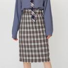 Plaid H-line Skirt With Belt
