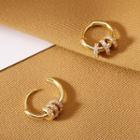 Interlocking Hoop Rhinestone Sterling Silver Fringed Earring 1 Pair - Gold - One Size