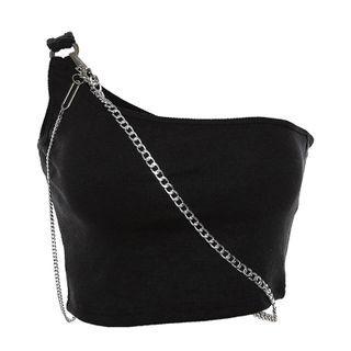 Chain Strap One Shoulder Top