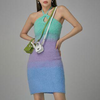 [no One Else] Halter Gradient Knit Dress Purple - One Size
