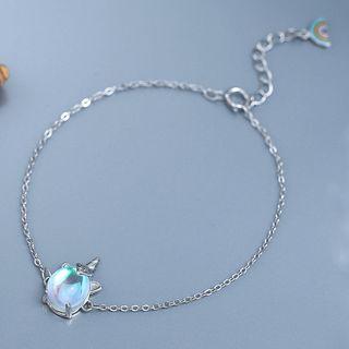 925 Sterling Silver Unicorn Bracelet White Gold - One Size