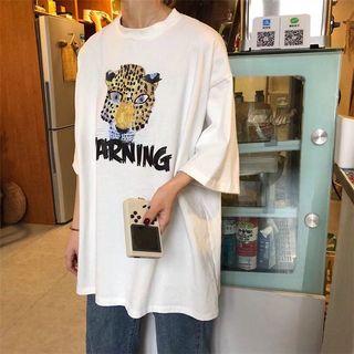 Leopard Print Loose-fit Short-sleeve T-shirt