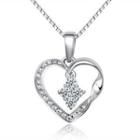 18k White Gold Diamond Twist Heart Rhombus Dangle Pendant Necklace (0.19 Cttw) (free 925 Silver Box Chain, 16)